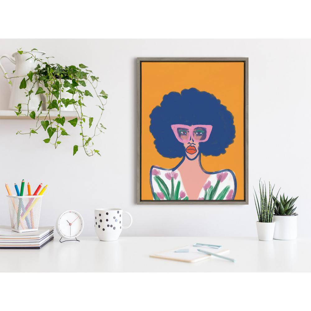 Springtime Fierceness Abstract Portrait Canvas with Gray Frame
