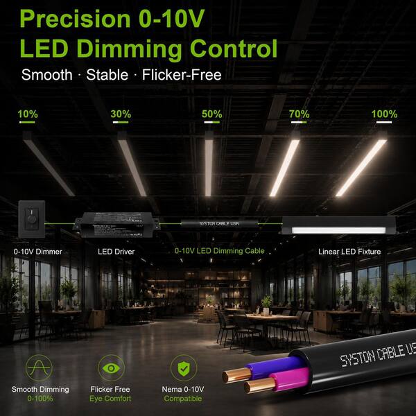 50 ft. 18/2 Black CMP Solid Bare Copper 0-10V LED Dimmer Control Wire, Plenum Rated