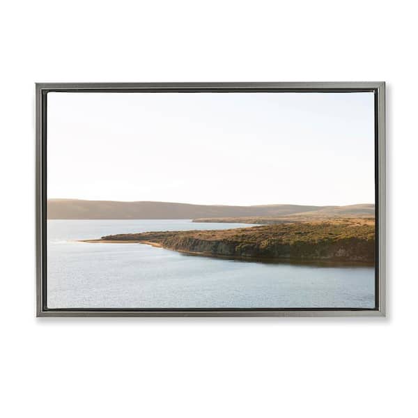 Stupell Industries Pacific Estuary Landscape by Crystal Lynn Collins Gray Floater Frame Nature Graphic Art Print 21 in. x 31 in.