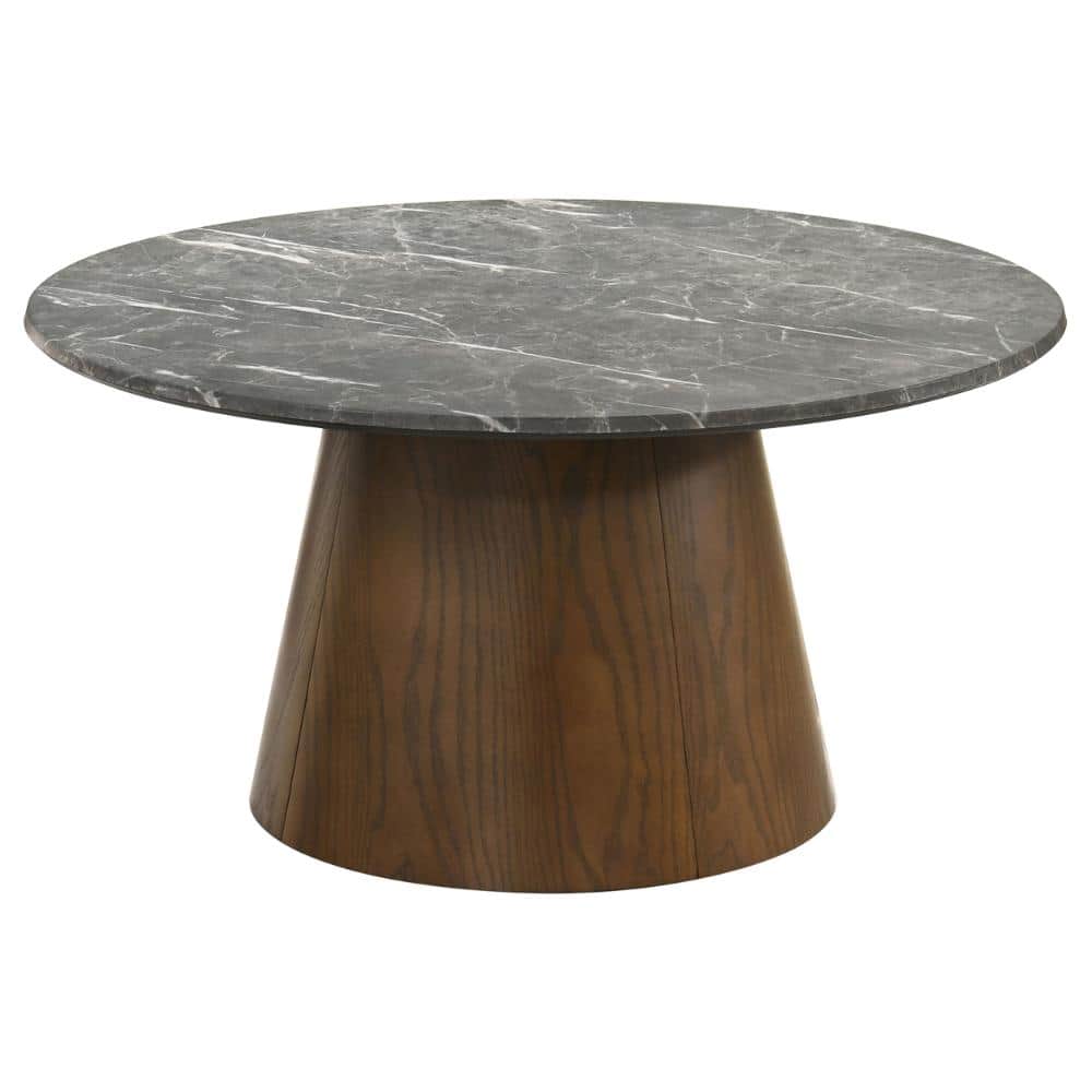 Franklin 36-inch Round Pedestal Coffee Table Grey and Dark Brown price history on PriceWatchPro