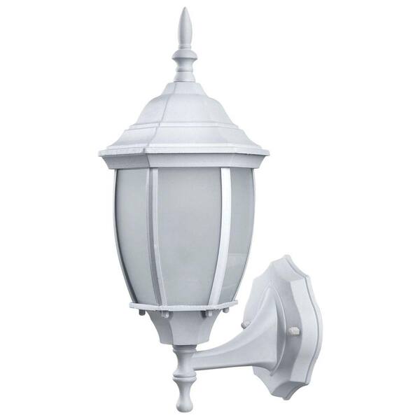 CANARM Hayden 1-Light Outdoor White Wall Lantern with Frosted Glass