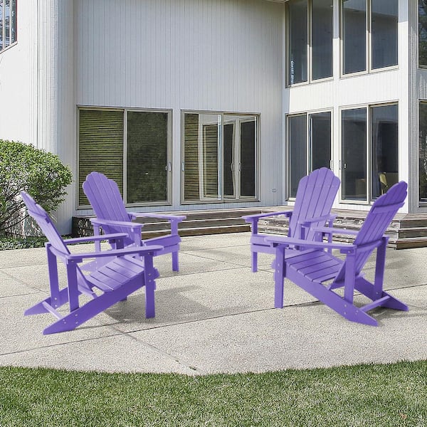 JOYESERY Purple HIPS Plastic Weather Resistant Adirondack Chair for Outdoors (4-Pack)