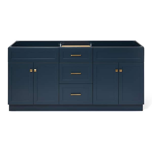 ARIEL Hamlet 72 in. W x 21.5 in. D x 34.5 in. H Double Freestanding Bath Vanity Cabinet without Top in Midnight Blue