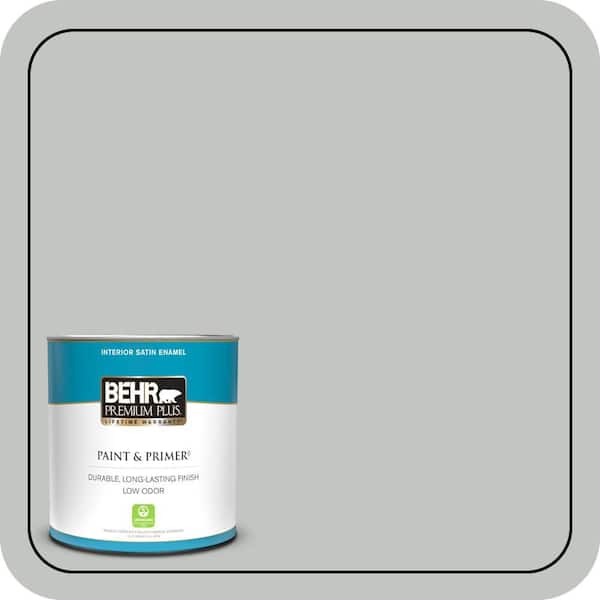 BEHR PREMIUM PLUS 1 qt. #PPU25-14 Engagement Silver Satin Enamel Low Odor Interior Paint & Primer
