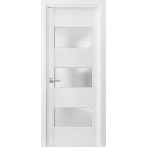 4070 30 in. x 80 in. Left-Hand/Inswing Solid Wood Frosted Glass White Single Prehung Interior Door with Hardware