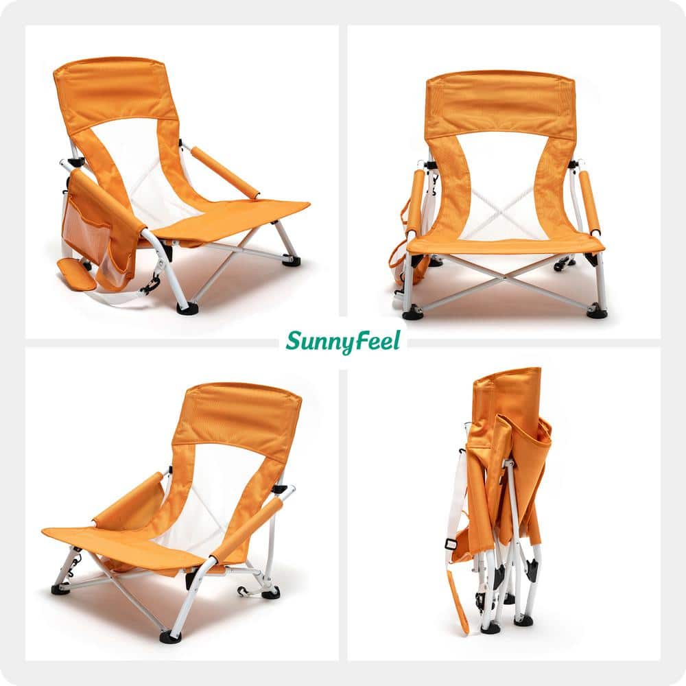 ITOPFOX Orange Steel Portable Folding Camping Chair for Outdoor, Beach
