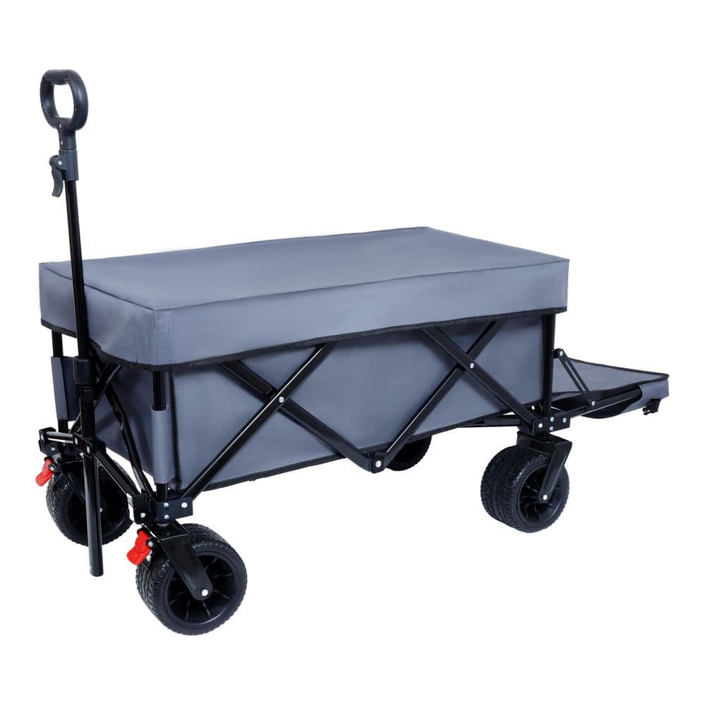 10 cu. ft. Steel Collapsible Folding Garden Cart Beach Wagon with Rain Cove