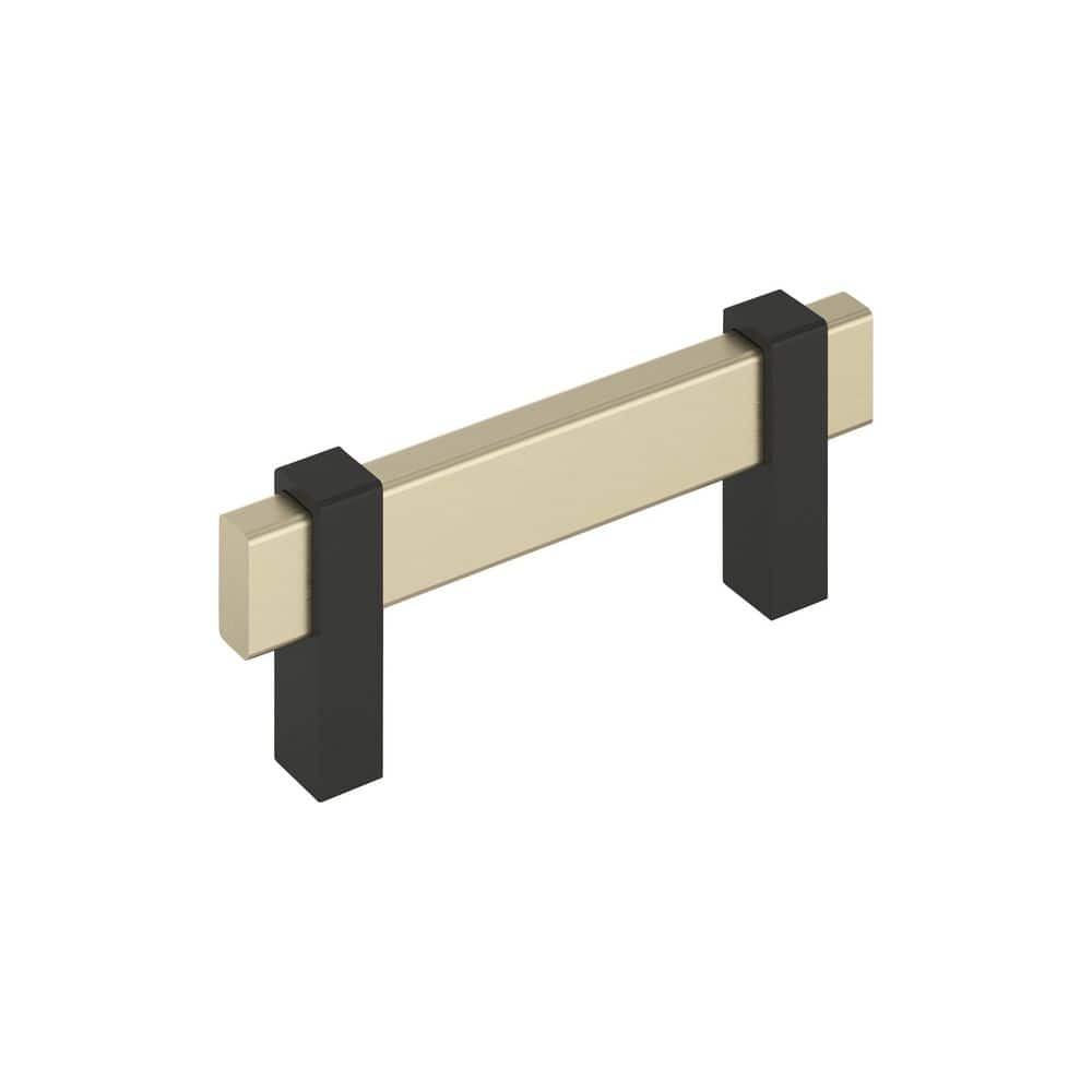 Mulino 3 in. (76mm) Center-to-Center Modern Golden Champagne/Matte Black Bar Cabinet Pull price history on PriceWatchPro