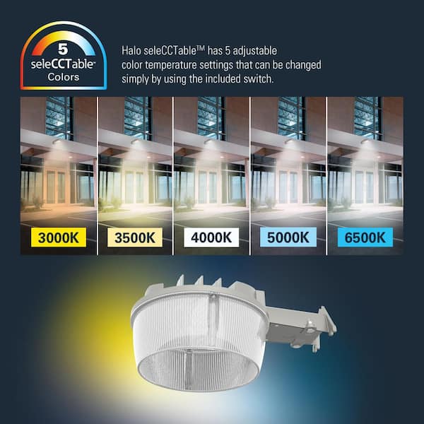 HALO ALS 200-Watt Equivalent 6000 Lumen Gray Finish Dusk to Dawn