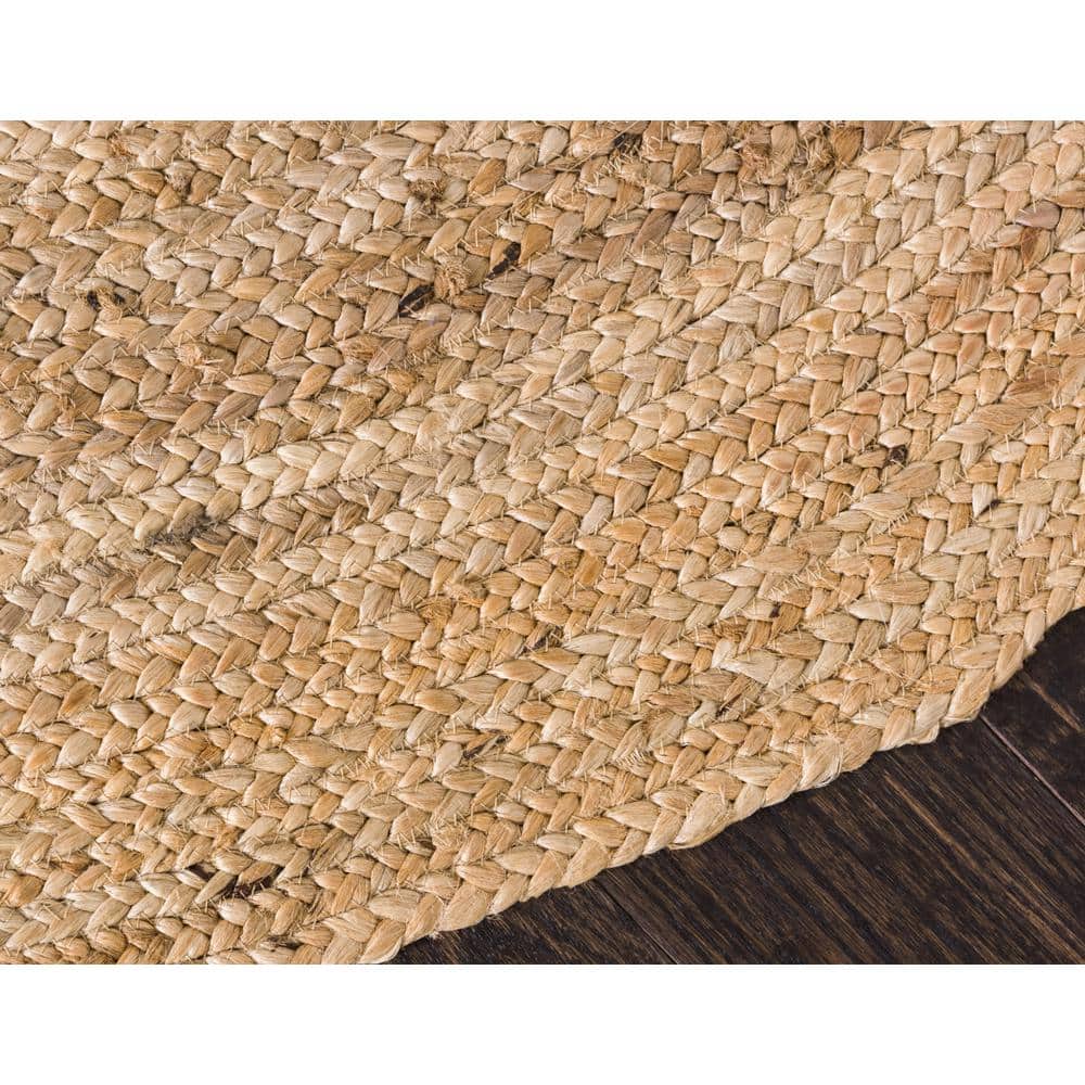 Handmade Round Natural Jute and Cotton Rug