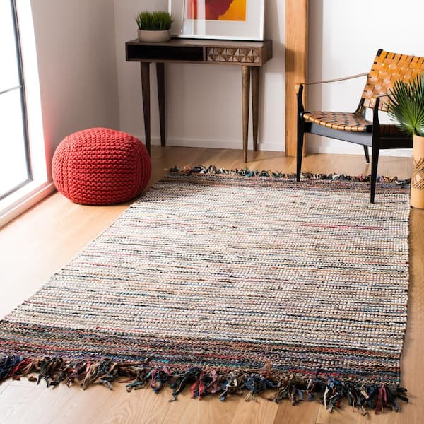 Vintage Leather 6 ft. x 9 ft. Multi Rustic Striped Area Rug