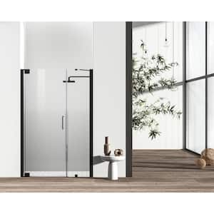 Simply Living 48 in. W x 72 in. H Semi-Frameless Hinged Shower Door in Matte Black with Clear Glass