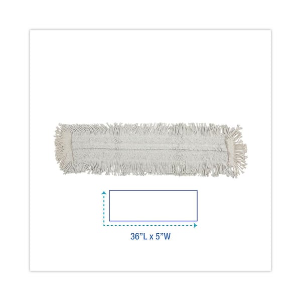 Disposable Dust Mop Head w/Sewn Center Fringe, Cotton/Synthetic, 36w x 5d, White Disposable Dust Mop Head w/Sewn Center Fringe, Cotton/Synthetic, 36w x 5d, White