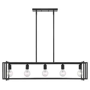 Tribeca 5-Light Black with Black Accents Linear Pendant