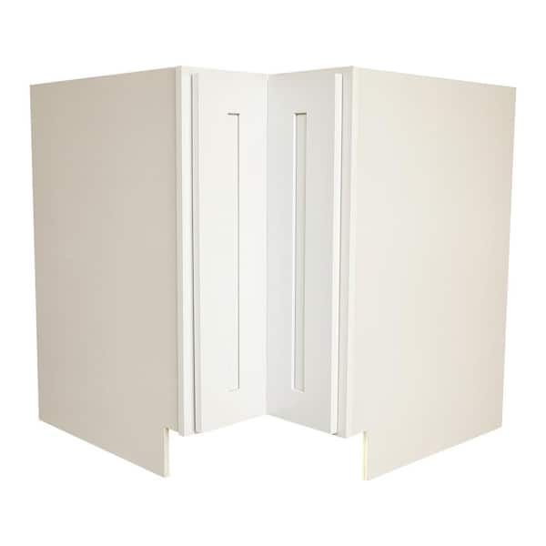Plywell Ready to Assemble 36 in. x 34.5 in. x 24 in. Shaker Base Lazy Susan Cabinet in White