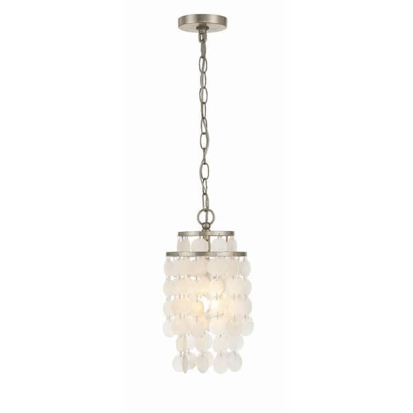 Crystorama Brielle 1-Light Antique Silver Capiz Mini Chandelier