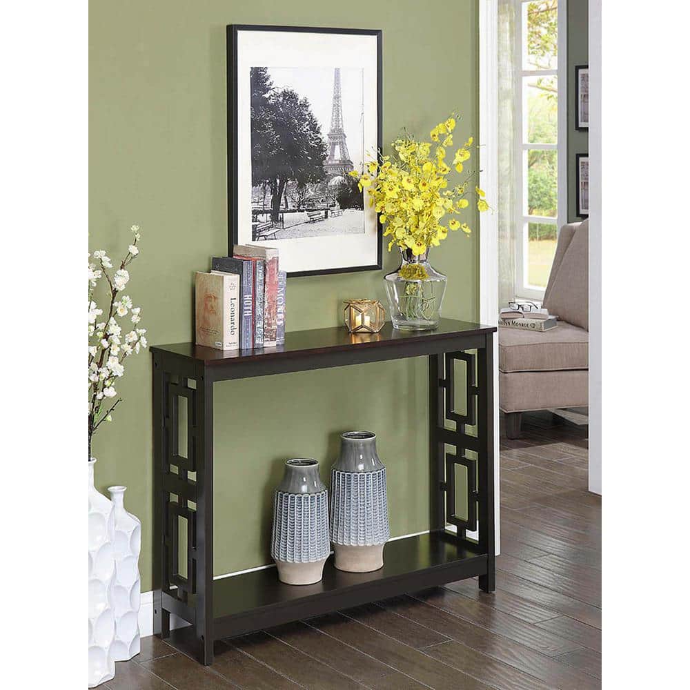 Town Square Espresso 40" Wood Console Table with Storage Shelf