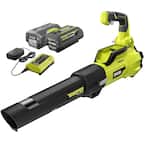 125 MPH 550 CFM 40V Brushless Cordless Battery Whisper Series Jet Fan Blower with (2) 4.0 Ah Batteries & (1) Charger