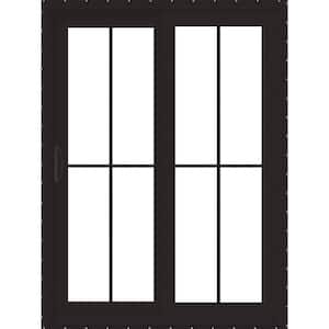 60 in. x 80 in. Right-Hand Low-E Black Clad Wood Double Prehung Patio Door with Charcoal Interior