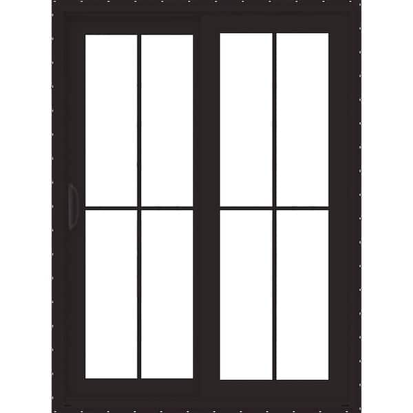 JELD-WEN 60 in. x 80 in. Right-Hand Low-E Black Clad Wood Double Prehung Patio Door with Charcoal Interior