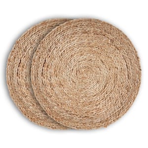 Rustic Natural Tan 15 in. Solid Round Organic Jute Placemat (Set of 2)