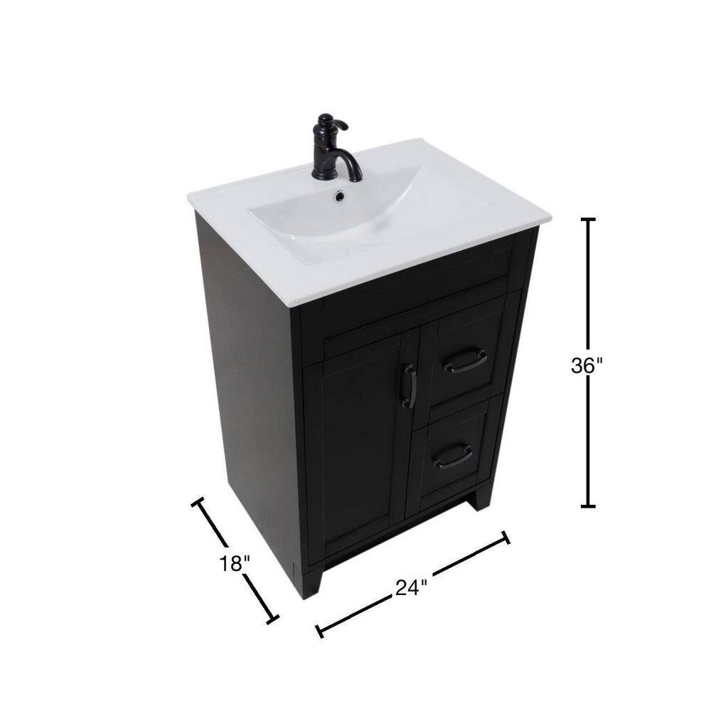 Espresso Freestanding Single Bathroom Vanity with Ceramic Top