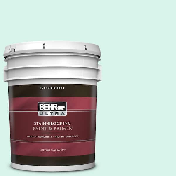BEHR ULTRA 5 gal. #480A-1 Minted Ice Flat Exterior Paint & Primer