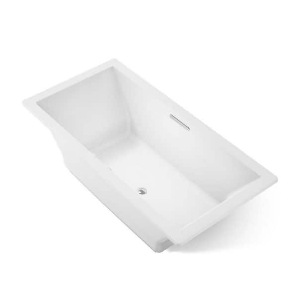 Underscore 72 in. x 36 in. Rectangular Air Bathtub with Center Drain in White