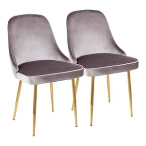 Gold and Silver Marcel Velvet Dining Chair (Set of 2)