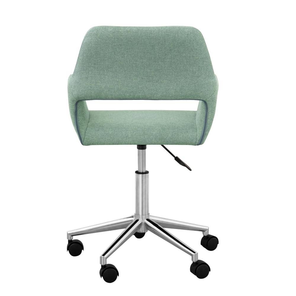 Mint Green Fabric Ergonomic Swivel Office Chair with Chrome Base