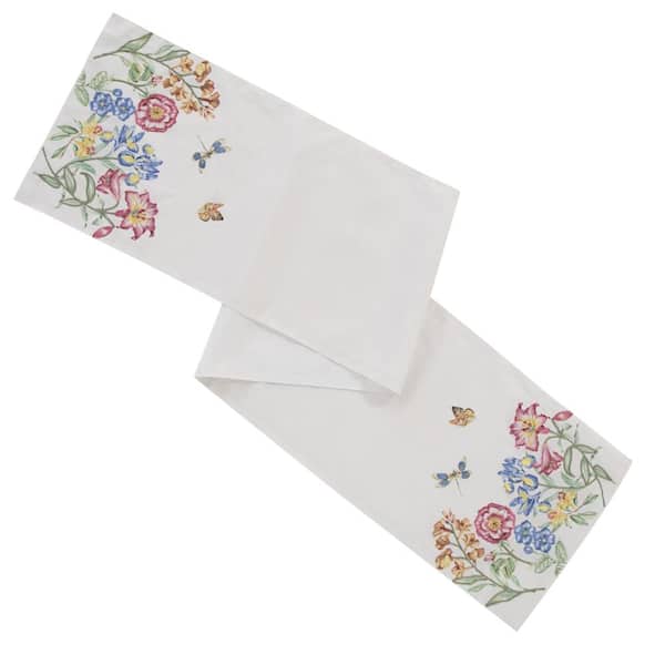 Lenox Butterfly Meadow Garden Embroidered Runner, Multicolor - 14"W x 72"L