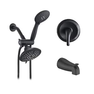 Single Handle 35-Spray Round High Pressure Shower Faucet with Tub Spout in Matte Black (Valve Included)