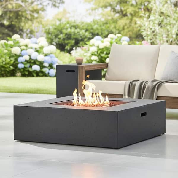 Dark Gray 40 in. MGO 50000 BTU All-Weather Propane Outdoor Fire Pit Table with Tank Holder for Patio Deck Garden