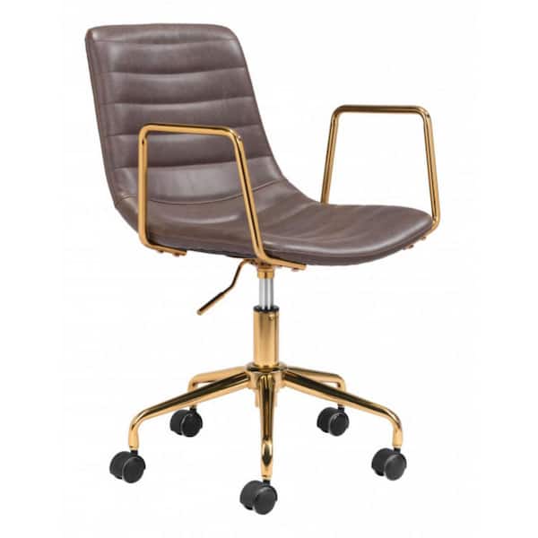 HomeRoots Julia Brown Polyurethane Office Chair with Nonadjustable Arms