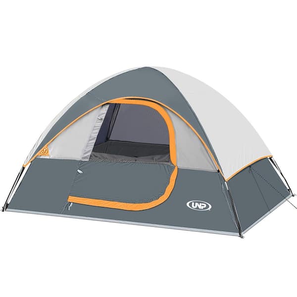 Zeus & Ruta 9 ft. x 7 ft. 4 Person Gray Camping Tent with Rainfly Easy Set Up-Portable Dome