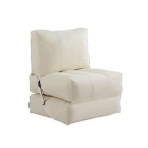 Cloudy Beige Bean Bag Lounger Chair Convertible Nylon Foam Sleeper