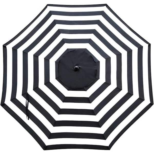9 ft. Patio Umbrella Replacement Canopy Market Umbrella Top Outdoor Umbrella Canopy with 8 Ribs in Black and White