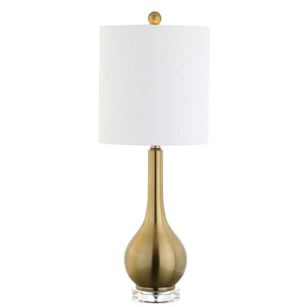 JONATHAN Y Dylan 25 In Brass Metal Crystal Teardrop Table Lamp   Brass Gold Jonathan Y Table Lamps Jyl5010a 64 600 