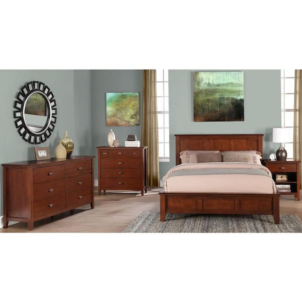 Simpli Home Artisan Medium Auburn Brown Queen Bed Frame
