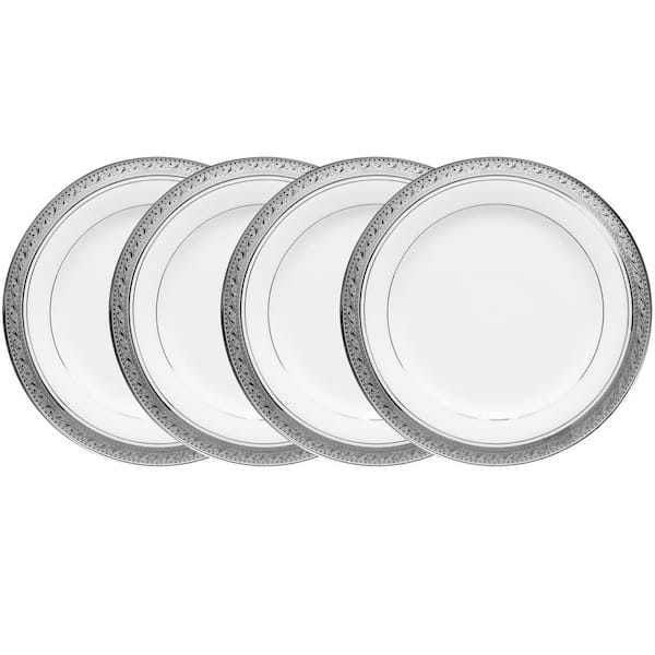 Noritake Crestwood Platinum 6.25 in. (Platinum) Porcelain Bread and Butter Plates, (Set of 4)