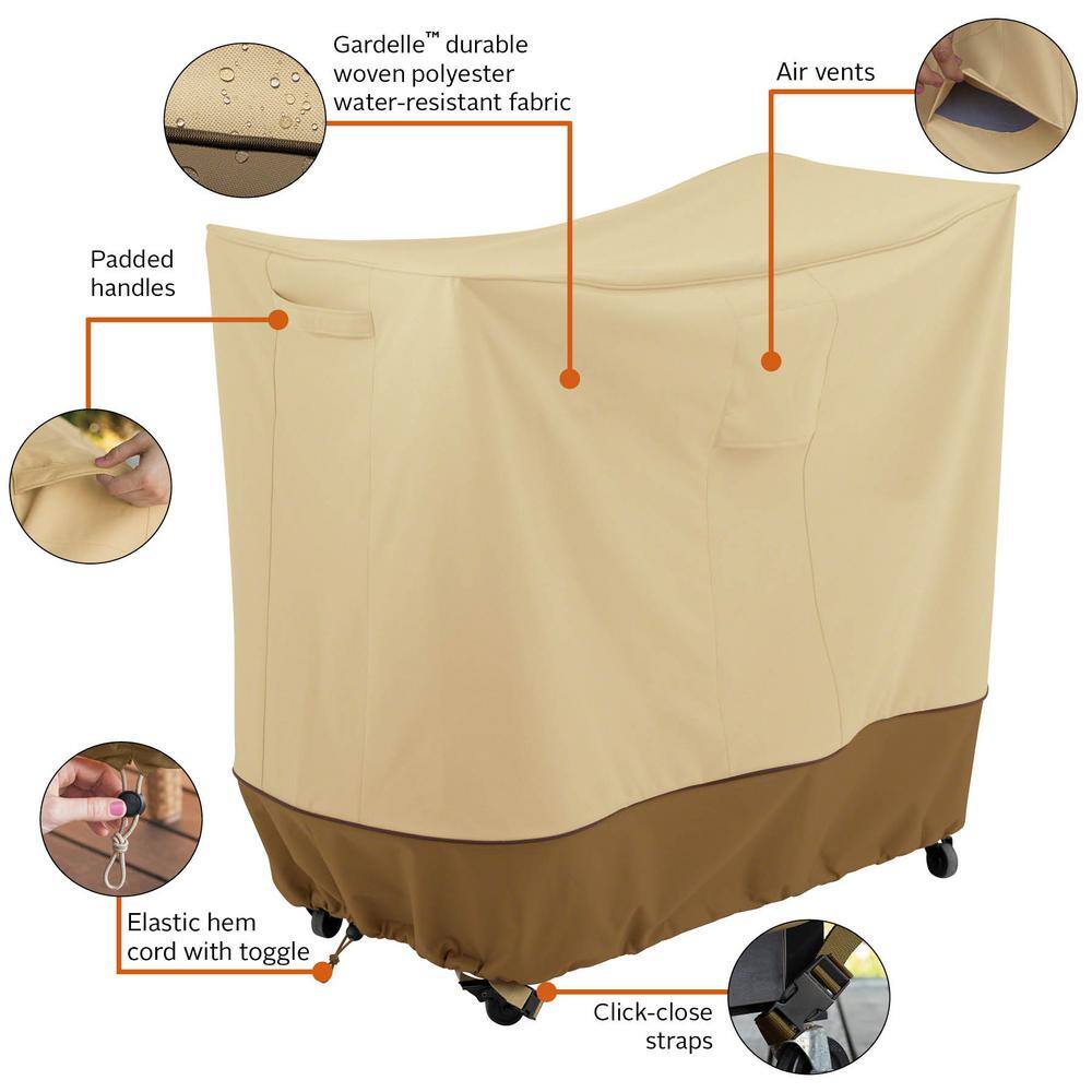 Beige and Brown Water-Resistant Polyester Double Handle Bar Cart Cover