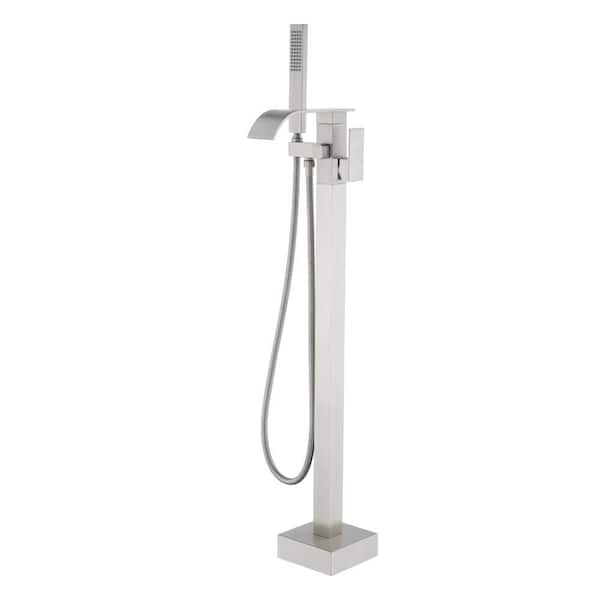 Single-Handle Freestanding Tub Faucet with Hand Shower in. Brushed Nickel