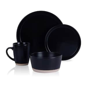 Jules Collection 32-Piece Black Stoneware Round Dinnerware Set (Service for 8)