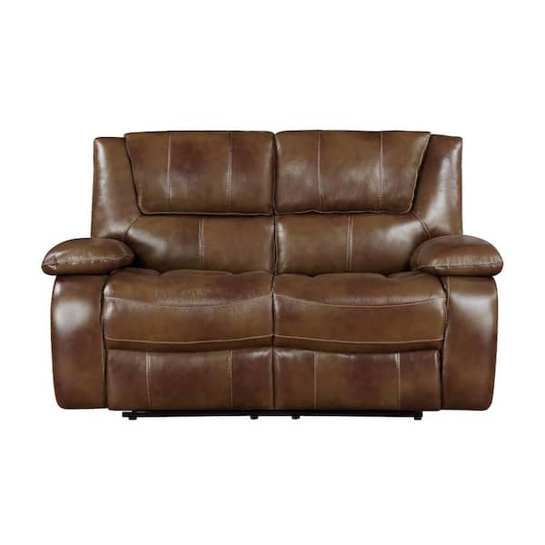 Lazzara Dimitri 64 in. W Brown Leather Manual Double Reclining
