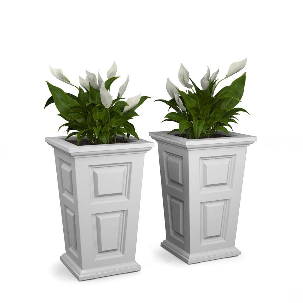 Wyndham 24-Inch Tall White Resin Planter Box (2-Pack)