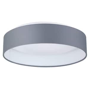 Palomaro 12.59 in. W x 3.5 in. H Anthracite LED Flush Mount with Linen Shade
