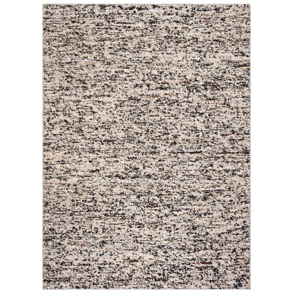 Beige and Grey Hand-Tufted Wool Rectangular Area Rug