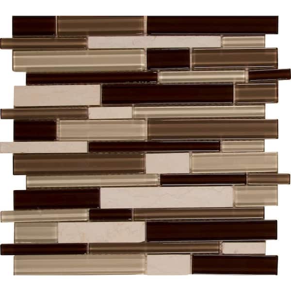 12 in. x 12 in. x 6 mm Bryson Interlocking Glass Stone Mesh-Mounted Mosaic Tile