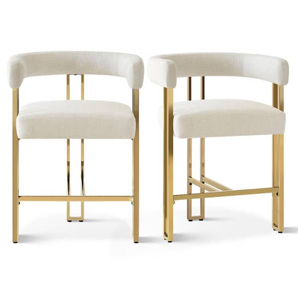 LAOTIES 25 in. High Gold Chenille Counter Stool (Set of 2)