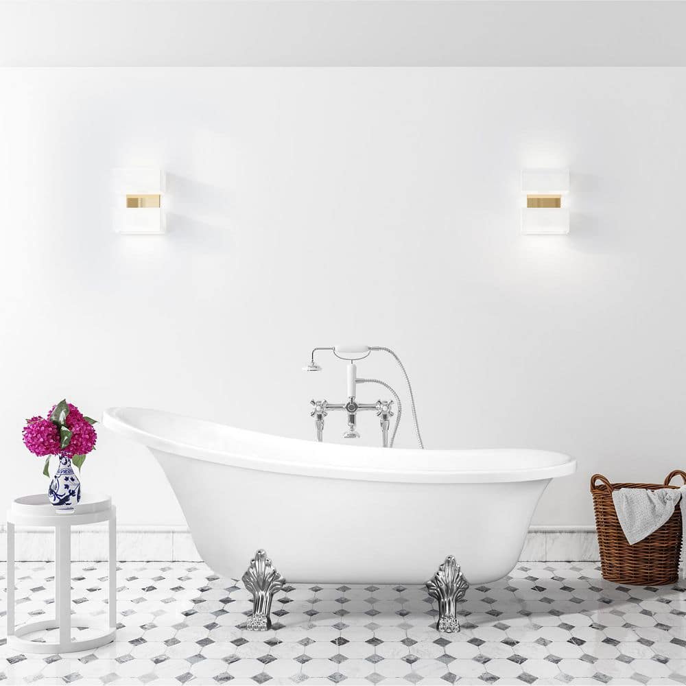 Geneva 69'' White Acrylic Clawfoot Soaking Bathtub